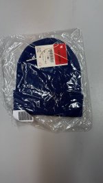 Zara ТРИКОТАЖНАЯ ШАПКА В РУБЧИК С ЭТИКЕТКОЙ Ink blue | 4701/699/430