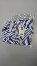 Zara РУБАШКА ИЗ ПОПЛИНА В ПОЛОСКУ С ШИРОКИМИ РУКАВАМИ Blue/White | 7997/100/044