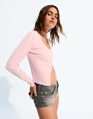 Bershka Кардиган в рубчик с пуговицами