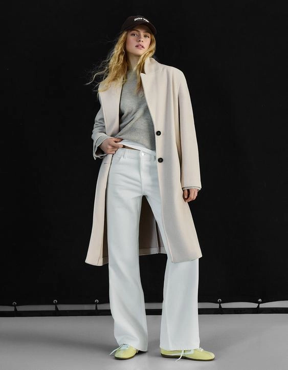 Длинное пальто из мягкой ткани- Заказать в России