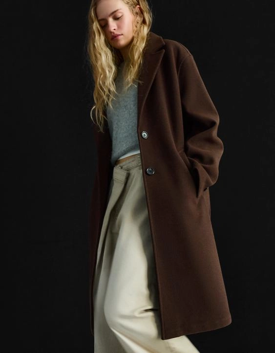 Bershka Длинное пальто из мягкой ткани