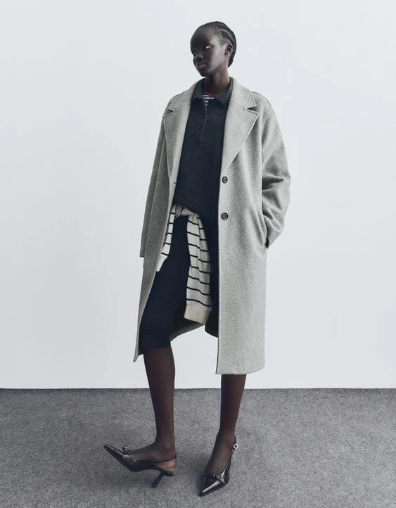 Длинное пальто из мягкой ткани- Заказать в России