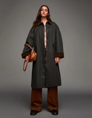 Bershka Пальто с вощеным покрытием и контрастным воротником