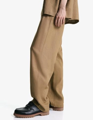 Bershka Джоггеры из смесового льна с широкими штанинами