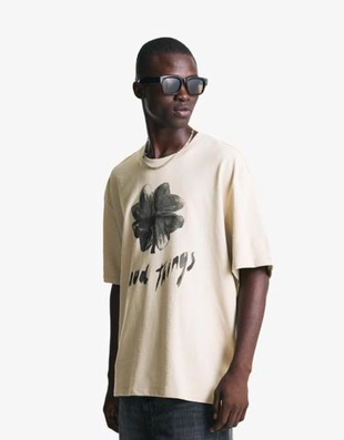 Bershka Футболка с короткими рукавами из рельефной ткани с принтом