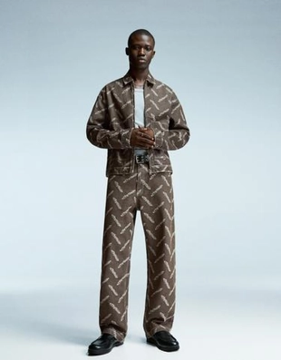 Bershka Жаккардовые джинсы свободного кроя