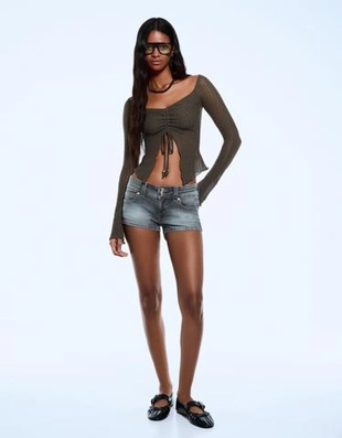 Bershka Свитер в стиле рустик со сборкой