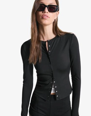 Bershka Футболка с длинными рукавами и пуговицами