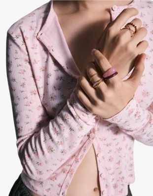 Bershka Набор из восьми колец со стразами