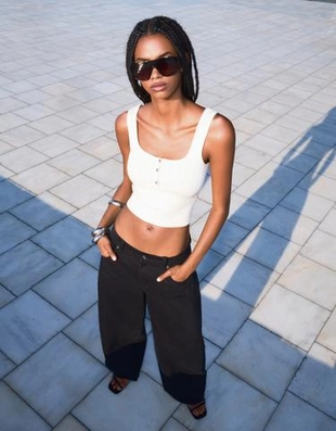 Bershka Топ на бретелях с узором «косы»