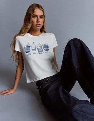 Bershka Футболка с принтом короткий рукав