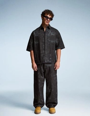 Bershka Рубашка объемного кроя с коротким рукавом и принтом