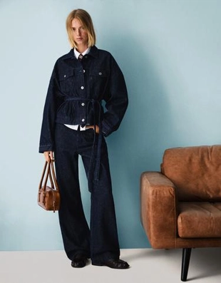 Bershka Джинсы прямого кроя с широкими штанинами из рельефной ткани