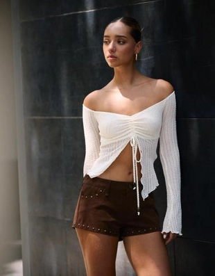 Bershka Свитер в стиле рустик со сборкой