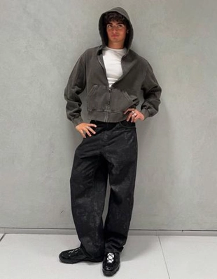 Bershka Толстовка из ткани пике с эффектом потертости и молнией