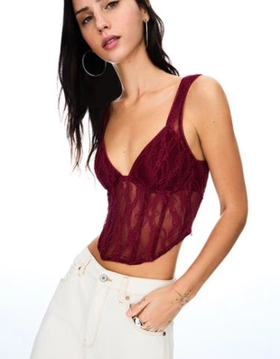 Bershka Топ с кружевом на бретелях