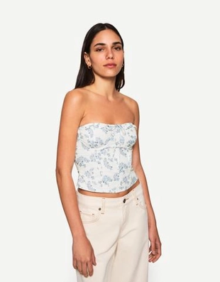 Bershka Топ бандо из поплина купить с доставкой.
