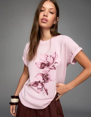 Bershka Футболка оверсайз с короткими рукавами и принтом