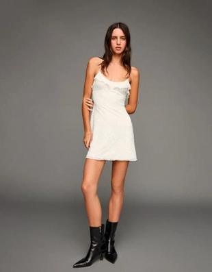 Bershka Мини-платье из полупрозрачной ткани с вышивкой