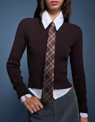 Bershka Рубашка с клетчатым галстуком