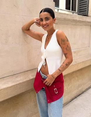 Bershka Жилет в рубчик с завязками