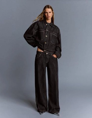 Bershka Жаккардовые джинсы-бойфренды