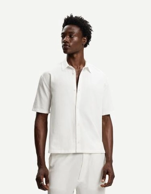 Bershka Рубашка из плиссированной ткани с короткими рукавами