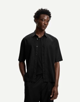 Bershka Рубашка из смесового льна с короткими рукавами купить с доставкой.