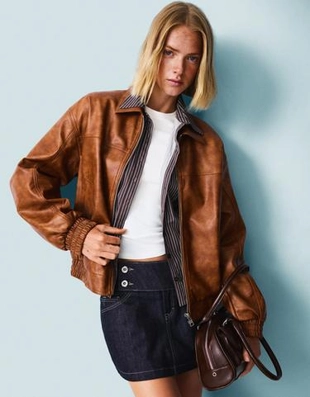 Bershka Куртка оверсайз из искусственной кожи купить с доставкой.