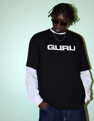 Bershka Футболка с принтом GURU купить с доставкой.
