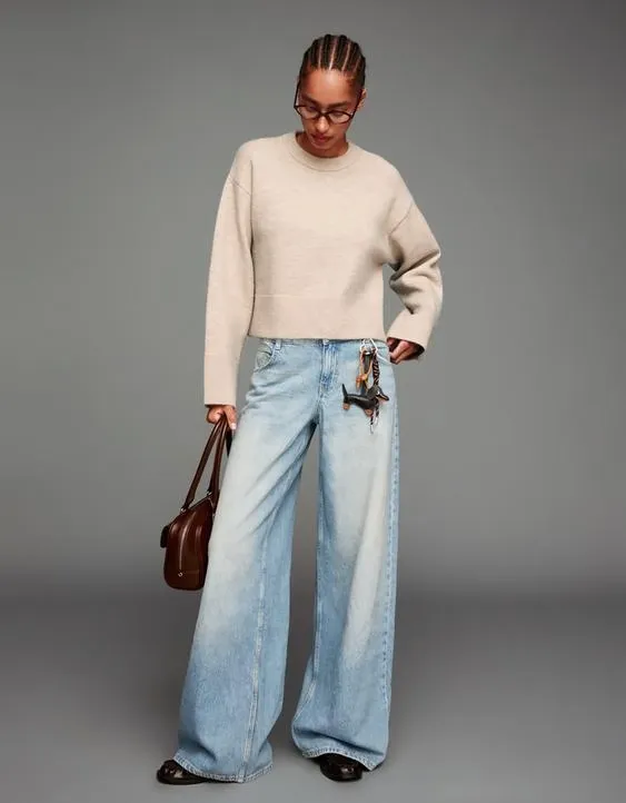 Свитер оверсайз с рифленым низом