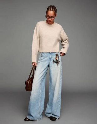 Свитер оверсайз с рифленым низом- Заказать в России