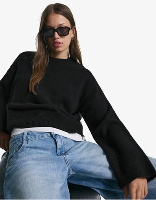 Bershka Свитер оверсайз в рубчик по низу купить с доставкой.
