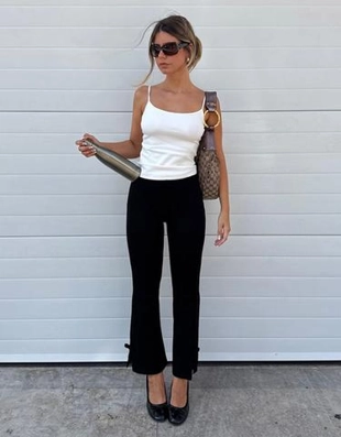 Bershka Укороченные брюки с бантами, расклешенные от колена