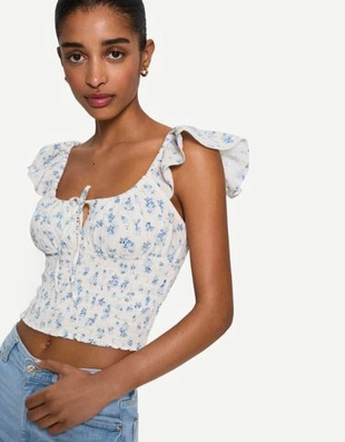 Bershka Топ в стиле рустик со сборками