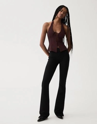 Bershka Топ из бенгалина с горловиной халтер купить с доставкой.