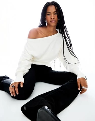 Bershka Асимметричный свитер с низом в рубчик