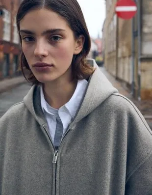 Худи на молнии с эффектом шерсти