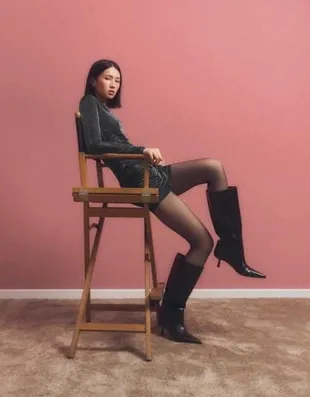 Сапоги на среднем тонком каблуке- Заказать в России