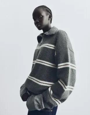 Свитер с высоким воротником и молнией- Заказать в России