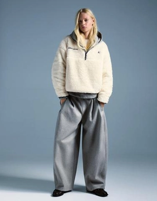 Свитер на молнии с эффектом овчины и регулируемым низом- Заказать в России