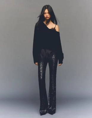 Bershka Расклешенные брюки с пайетками