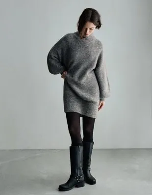 Мини-платье с объемными рукавами- Заказать в России