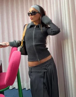 Кардиган на молнии с воротником из искусственного меха- Заказать в России