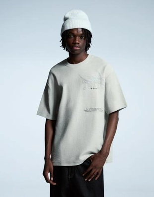 Bershka Футболка из мягкой ткани с короткими рукавами и принтом