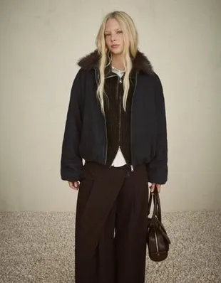 Джинсовая куртка с воротником из искусственного меха- Заказать в России