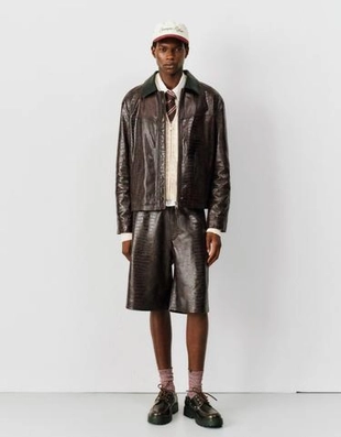 Шорты-бермуды из искусственной кожи- Заказать в России