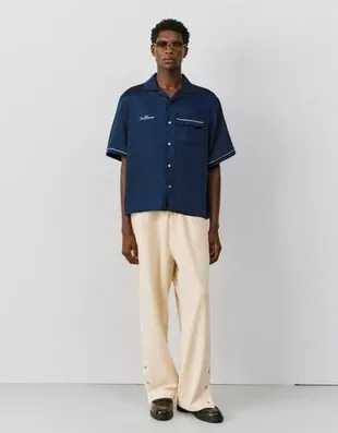 Укороченная рубашка из сатина с короткими рукавами- Заказать в России