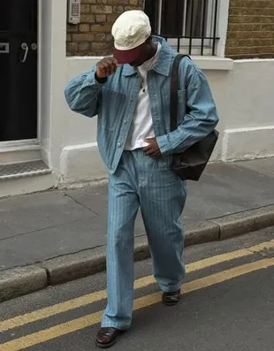 Джинсовая куртка в полоску