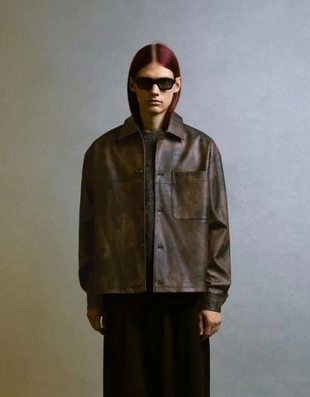 Bershka Куртка-рубашка свободного кроя из искусственной кожи